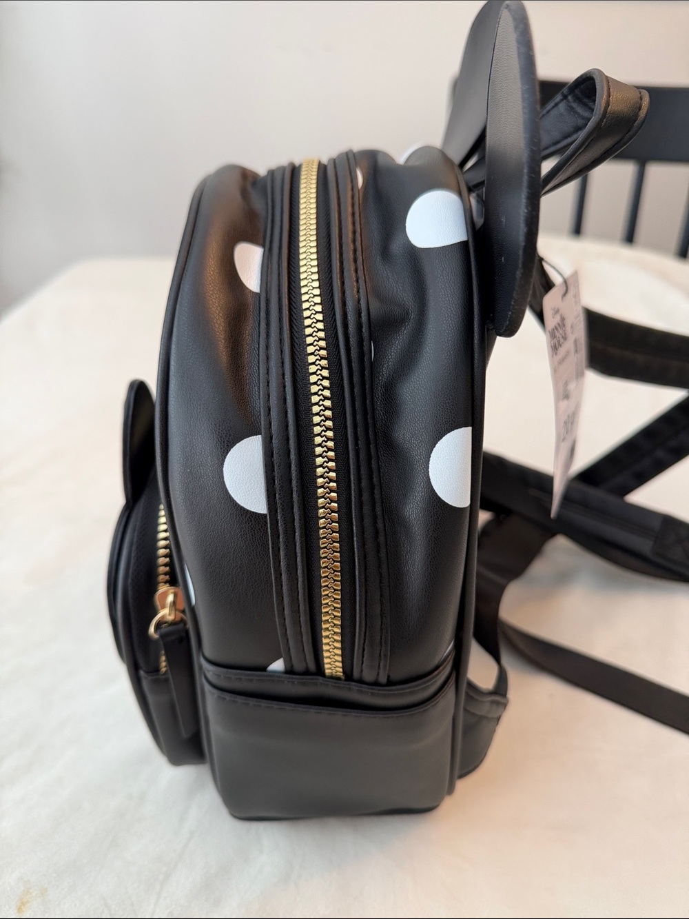 NWT! Disney Minnie Mouse Black Backpack with Red Bow & Polka Dots - Picture 3 of 6